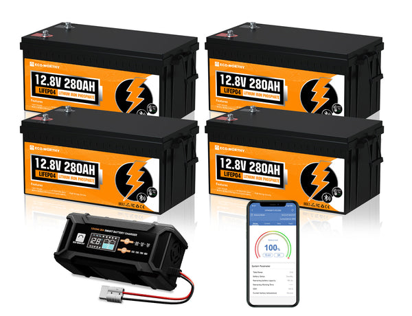 12V 280Ah LiFePO4 Lithiumbatterij met Bluetooth en ondertemperatuurbescherming | ECO-WORTHY