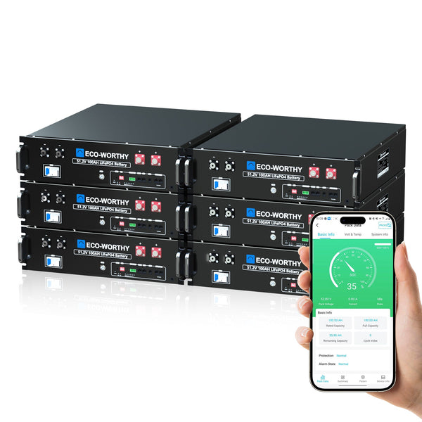 48V (51,2V) 100Ah Server-Rack-Batterie, 5,12kWh Lithium-Batterie, 3U-Größe, mit Bluetooth und WLAN