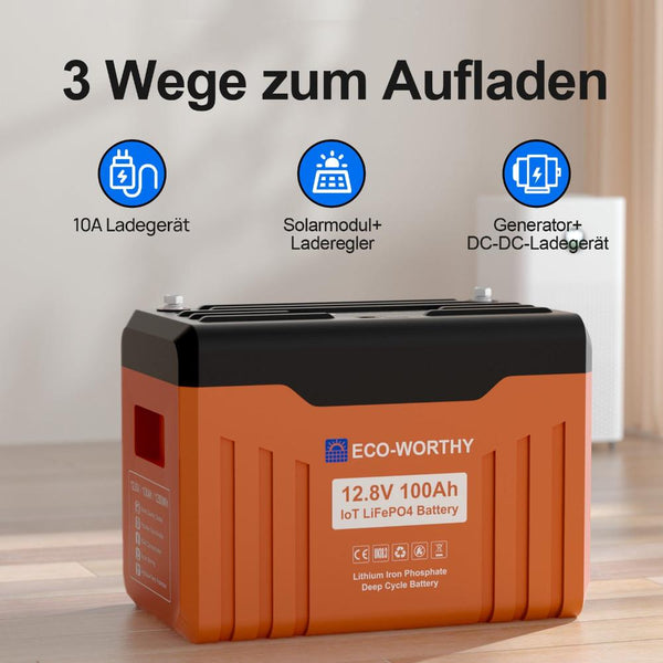 12V 100Ah LiFePO4 Lithium Batterij met Bluetooth en WiFi, Onderkoelingsbescherming