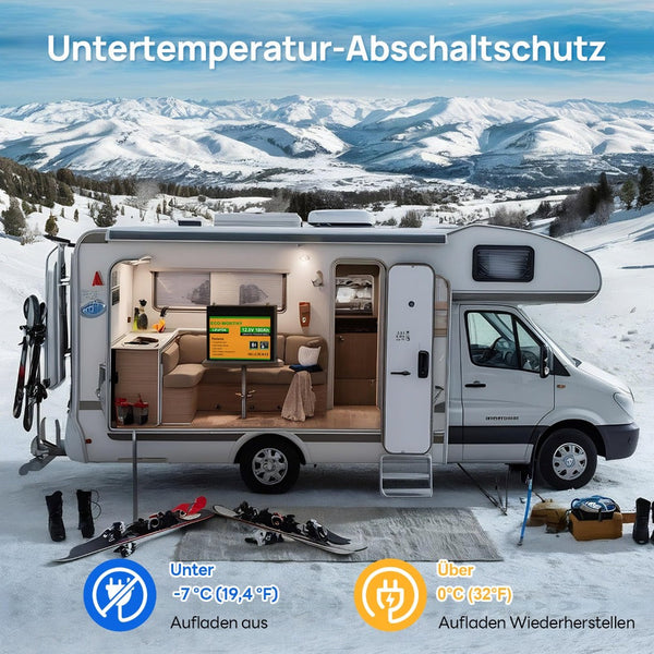 12V 100Ah LiFePO4 Lithium batterie mit Bluetooth und Untertemperaturschutz