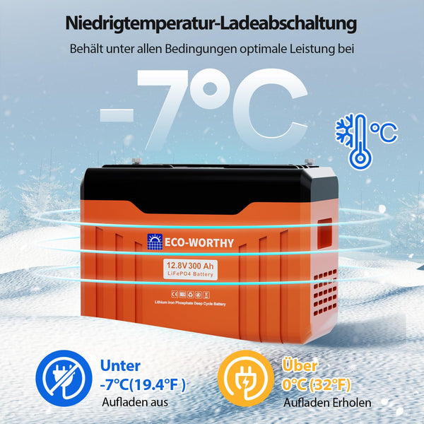 12V 300Ah LiFePO4 Lithium Batterie mit Bluetooth und Untertemperaturschutz