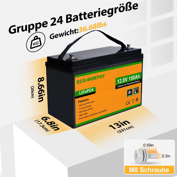 12V 150Ah LiFePO4 Lithium batterie mit Bluetooth