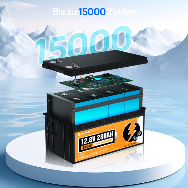 12V 280Ah LiFePO4 Lithium Batterie mit Bluetooth und Untertemperaturschutz