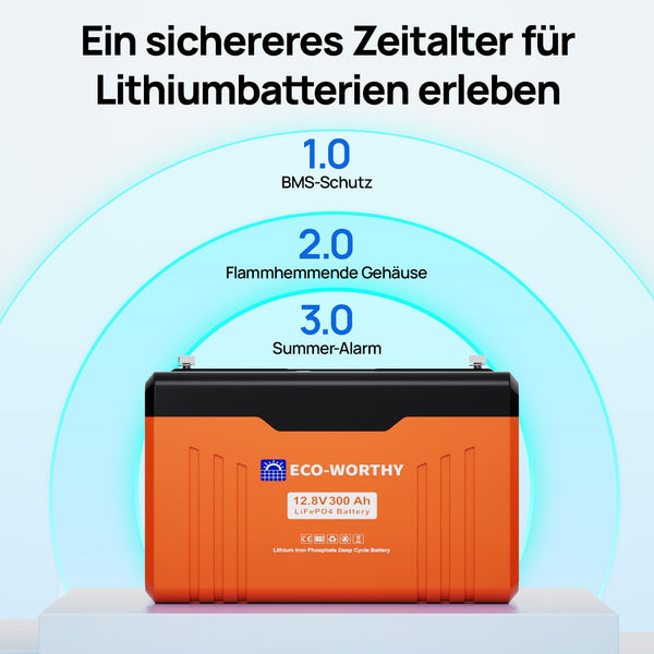 12V 300Ah LiFePO4 Lithiumbatterij met Bluetooth en ondertemperatuurbescherming