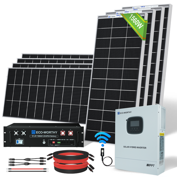 1560W 48V (8 x Bifazial 195 W), Komplettes MPPT-Off-Grid-Solar-Kit