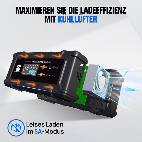 20A 12V/24V intelligentes Batterieladegerät mit LCD-Display für die meisten Batterien