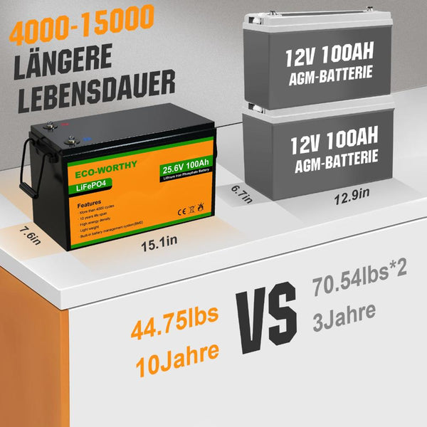 24V 100Ah LiFePO4 Lithium Batterie