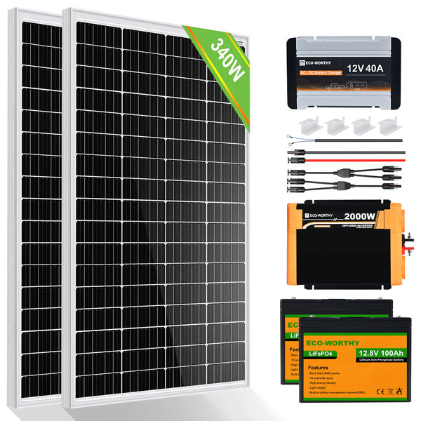 340Wp 12V Komplettset Solaranlage mit 40A MPPT DC Zu DC Batterieladegerät