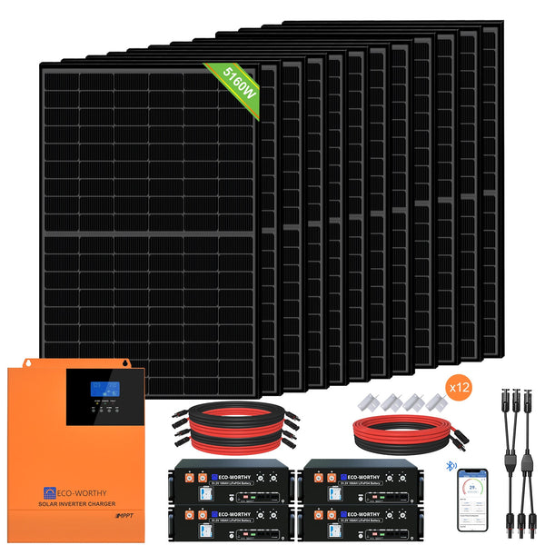 48V 5160W (12 x 430W) Komplettes MPPT-Off-Grid-Solarkit
