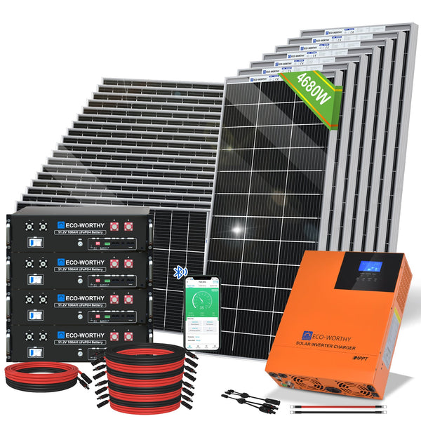48V 4680W (24 x Bifazial 195W) Komplettes MPPT-Off-Grid-Solarkit