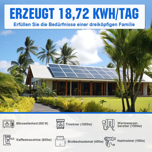 48V 4680W (24 x Bifazial 195W) Komplettes MPPT-Off-Grid-Solarkit
