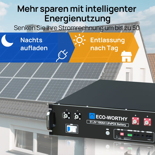 48V (51,2V) 100Ah Server-Rack-Batterie, 5,12kWh Lithium-Batterie, 3U-Größe, mit Bluetooth und WLAN