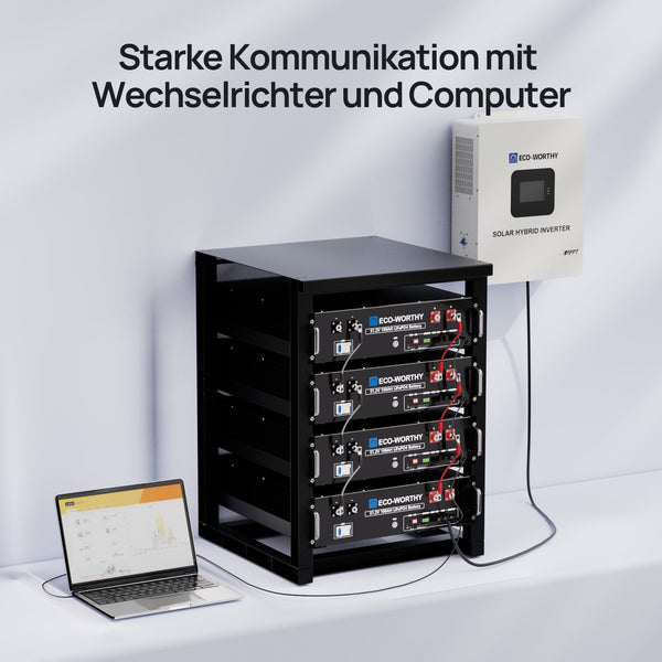 48V (51,2V) 100Ah Server-Rack-Batterie, 5,12kWh Lithium-Batterie, 3U-Größe, mit Bluetooth und WLAN