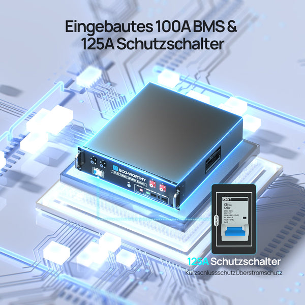 48V (51,2V) 100Ah Server-Rack-Batterie, 5,12kWh Lithium-Batterie, 3U-Größe, mit Bluetooth und WLAN