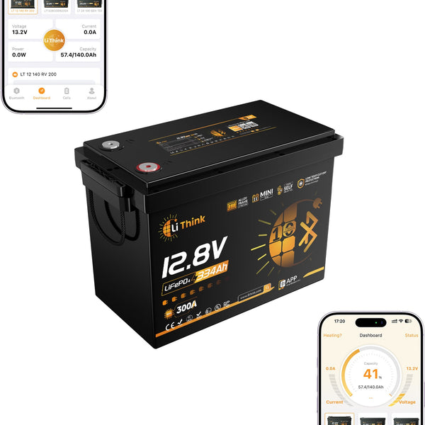 Lithink 12V 334Ah Mini Pro LiFePO4-accu met EVE-cellen LF334, 300A BMS, Bluetooth & zelfverwarming – voor trollingmotor, camper & zonnepaneelinstallatie