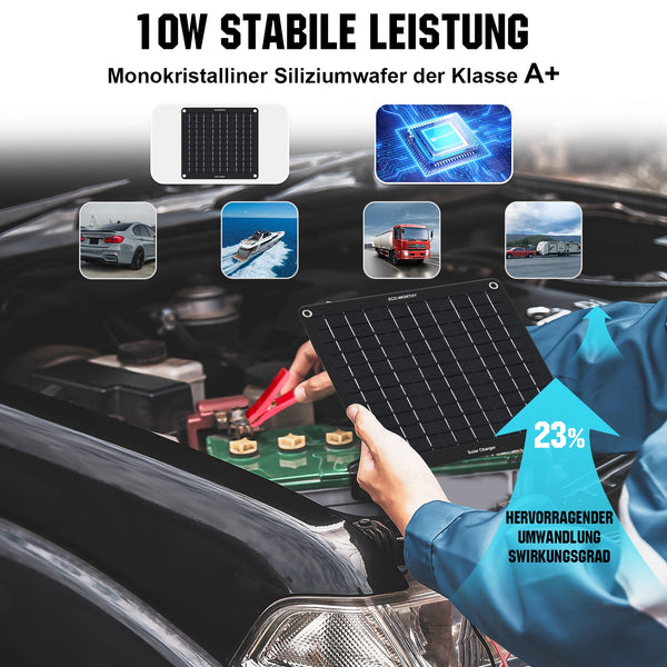 5Wp 10Wp Tragbares Solar-Erhaltungsladegerät für 12V-Batterien in Auto & Boot