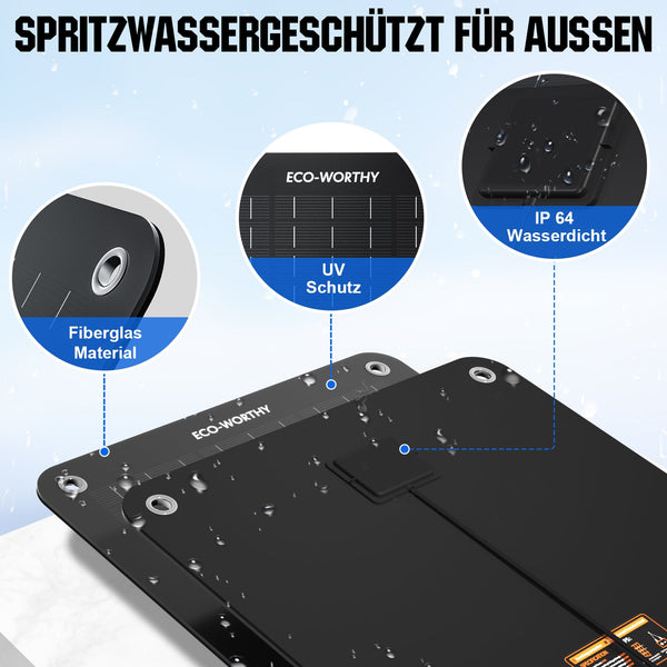 5Wp 10Wp Tragbares Solar-Erhaltungsladegerät für 12V-Batterien in Auto & Boot