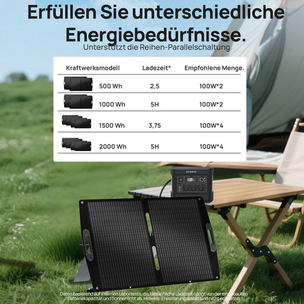ECO-WORTHY 100Wp 12V Opvouwbare Zonnepaneeltas Pro voor Kamperen