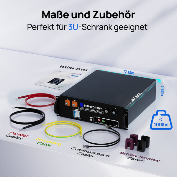 ECO-WORTHY 48V 100Ah LiFePO4 Batterij Versie 3 met 48V 3000W All-in-One Omvormer – Backup Kit voor Thuis