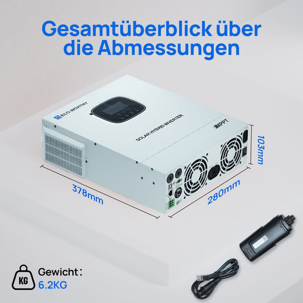 ECO-WORTHY 48V 3000W All-in-One Zonne-Omvormer-Lader | MPPT 60A, 3400W PV-Ingang