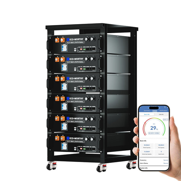 ECO-WORTHY 48V (51,2V) 100Ah Server-Rack-Batterij | IEC 62619-certificering | Bluetooth en WLAN