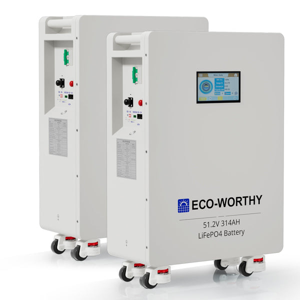 ECO-WORTHY 48V (51,2V) 314Ah LiFePO4-Batterij | Zonnebatterij-noodstroomvoorziening voor thuis