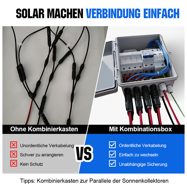 4-saitige PV-Kombinationsbox mit 4*10A Leistungsschaltern für Solaranlage