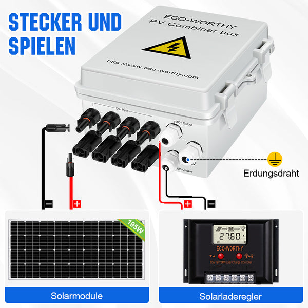 4-saitige PV-Kombinationsbox mit 4*10A Leistungsschaltern für Solaranlage