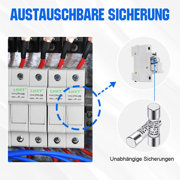 6-saitige PV-Kombinationsbox mit 6*10A Leistungsschaltern für Solaranlage