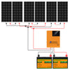 1000Wp 24V (6x170Wp) Komplettset MPPT Solaranlage mit 2,4kWh Lithium Speicher+3kW Wechselrichter