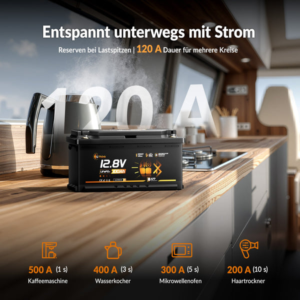 Lithink 12V 100Ah H190 LiFePO4-accu met Bluetooth & zelfverwarming, 120A BMS – DIN H8 voor onderstoel in camper