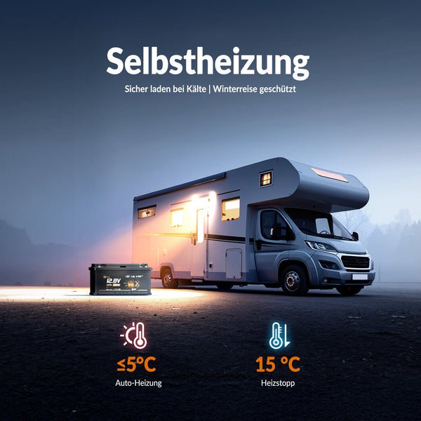 Lithink 12V 100Ah H190 LiFePO4-accu met Bluetooth & zelfverwarming, 120A BMS – DIN H8 voor onderstoel in camper