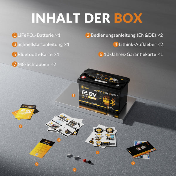 Lithink 12V 100Ah TM LiFePO4-accu met Bluetooth & zelfverwarming, 120A BMS – voor trollingmotor