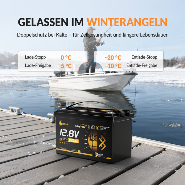 Lithink 12V 100Ah TM LiFePO4-accu met Bluetooth & zelfverwarming, 120A BMS – voor trollingmotor