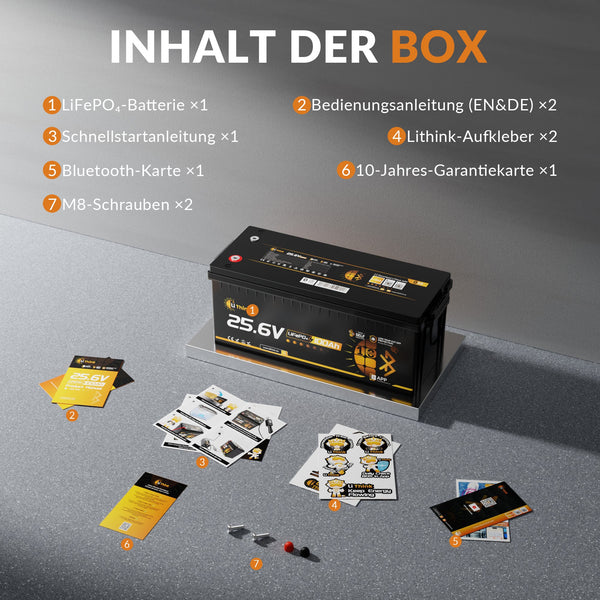 Lithink 24V 100Ah LiFePO4-accu met Bluetooth & zelfverwarming, 150A BMS – voor trollingmotor, camper & zonne-energiesysteem
