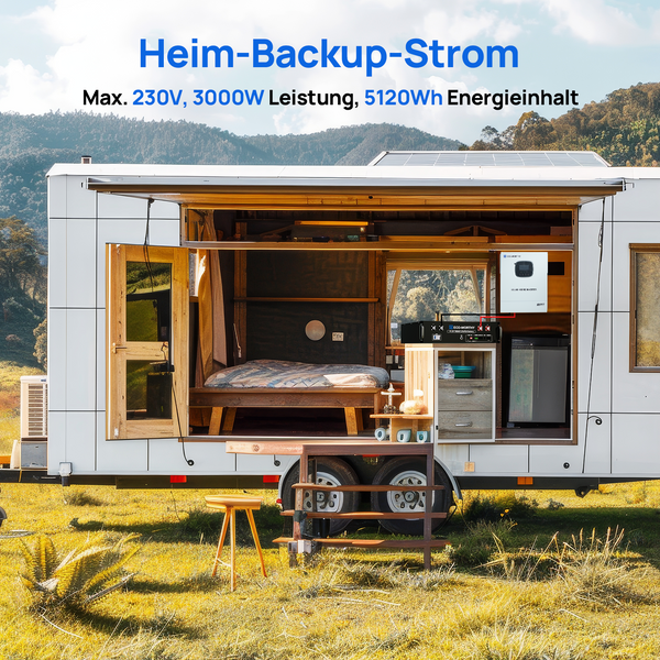 Notstromversorgungssystem für Privathaushalte mit 48V 100Ah LiFePO4-Batterie und 48V 3000W Hybrid-Wechselrichter