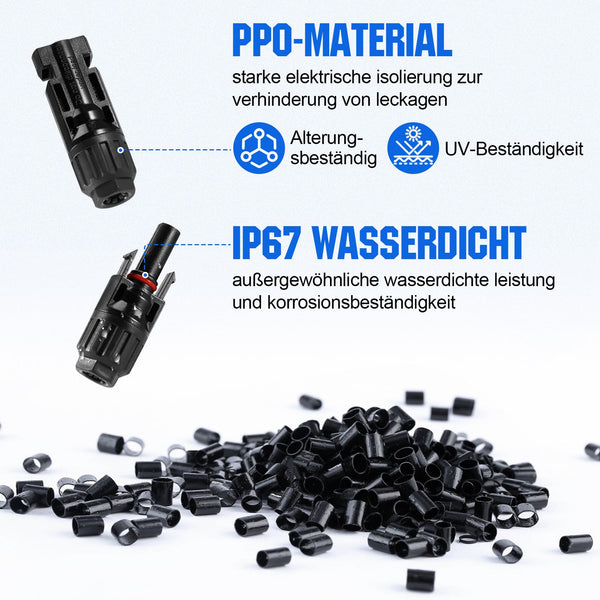 Zonne-krimpzangen Set voor 2,5/4,0/6,0mm² Zonne-kabel, 10 Paar Zonne-stekkers + 2 x Zonne-sleutels, Set voor Zonne-installatie, Fotovoltaïek