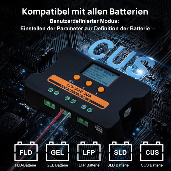 Verbesserter PWM Solarladeregler 30A 12V/24V