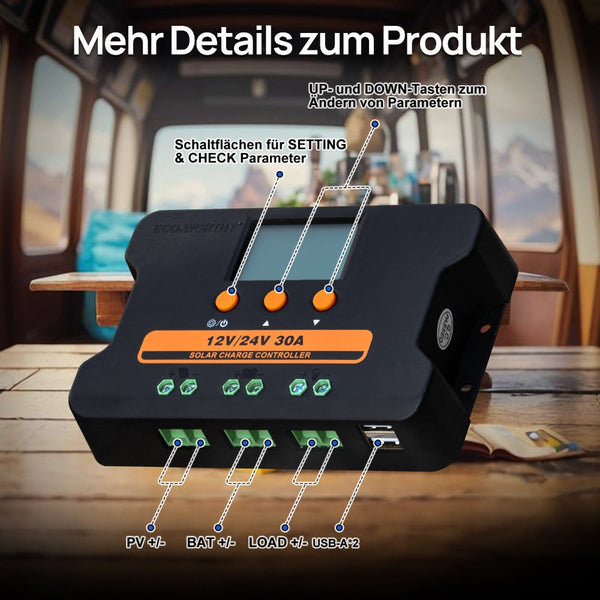 Verbeterde PWM Solarladeregler 30A 12V/24V