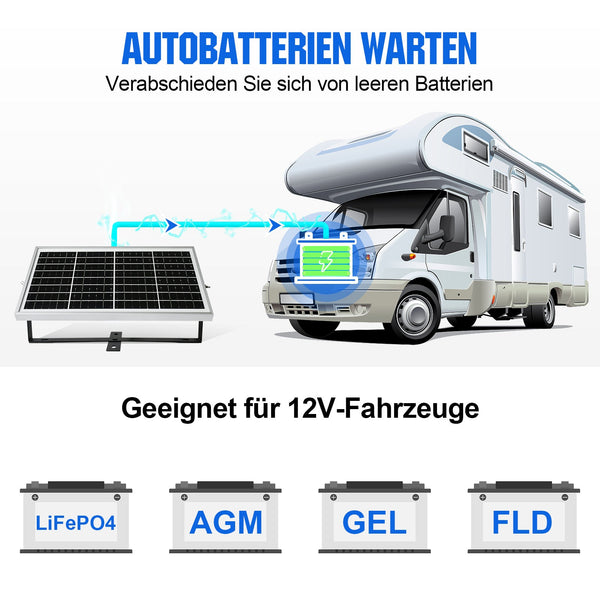 Verbesserte 10W 12V monokristallines Solarmodul Ladegerät Kit mit Erhaltungsladung