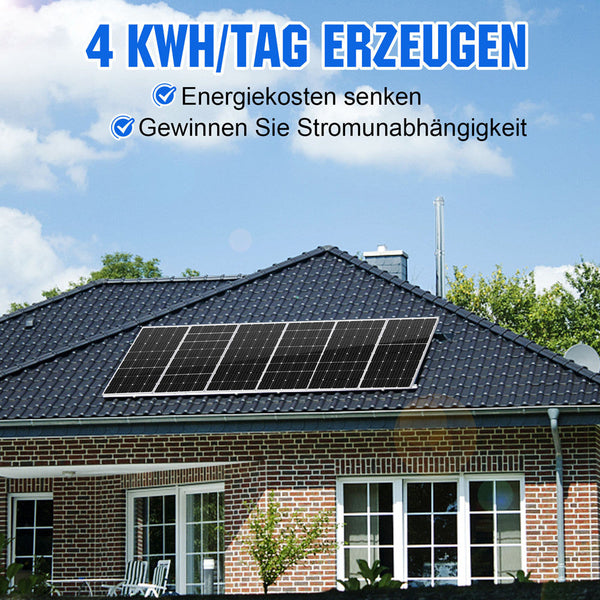 1000Wp 24V (6x170Wp) Komplettset MPPT Solaranlage mit 2,4kWh Lithium Speicher+3kW Wechselrichter