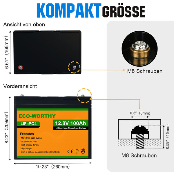 1000Wp 24V (6x170Wp) Komplettset MPPT Solaranlage mit 2,4kWh Lithium Speicher+3kW Wechselrichter