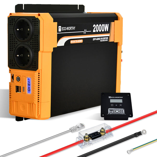 2000W 12V Zonne-omvormer Pure Sinus DC 12V AC 230V
