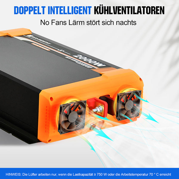 2000W 12V Zonne-omvormer Pure Sinus DC 12V AC 230V