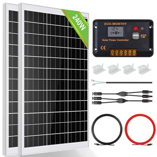 120Wp 240Wp 12V Komplettset Solaranlage mit 0,6kWh Lithium Speicher+600W Wechselrichter