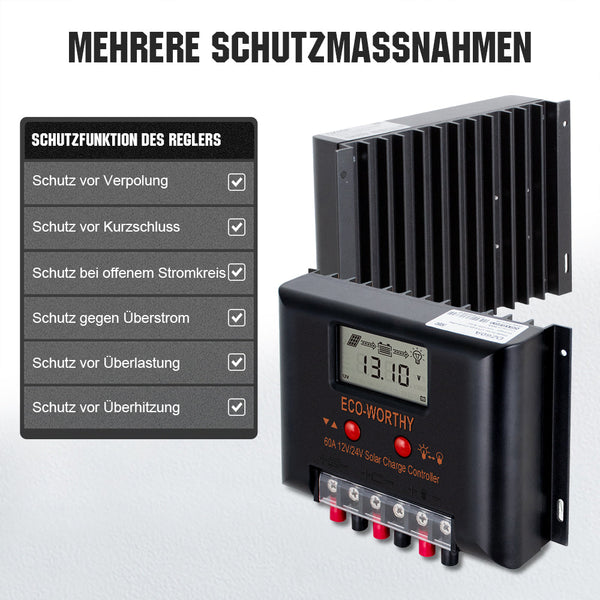 PWM Solarladeregler 60A 12V/24V