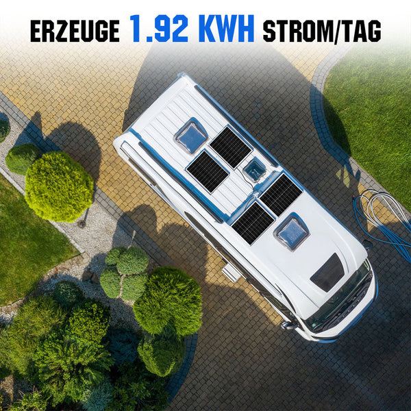 480Wp 12V (4x120Wp) Komplettset MPPT Solaranlage mit 1,2kWh Lithium Speicher+1,1kW Wechselrichter