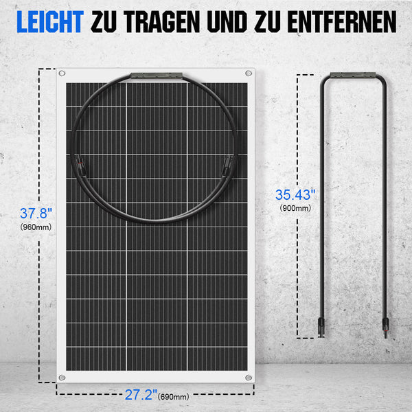 Wohnmobile 130Wp 260Wp 390Wp 520Wp 12V Komplettset Solaranlage mit 130Wp Semi-Flexibles Solarmodul+Lithium Speicher