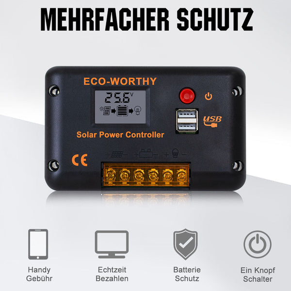 Wohnmobile 130Wp 260Wp 390Wp 520Wp 12V Komplettset Solaranlage mit 130Wp Semi-Flexibles Solarmodul+Lithium Speicher