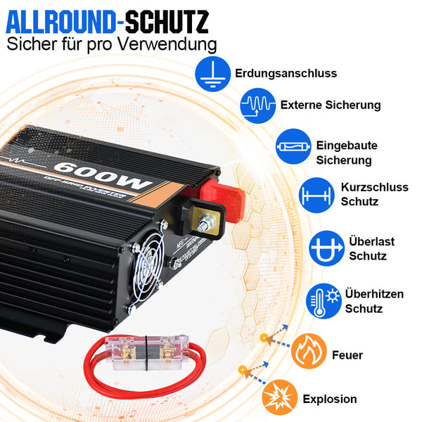 120Wp 240Wp 12V Komplettset Solaranlage mit 0,6kWh Lithium Speicher+600W Wechselrichter